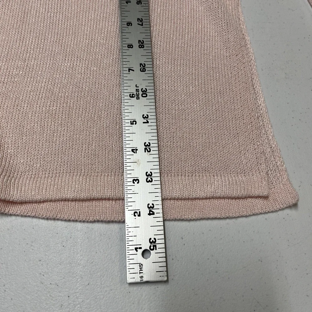 J Jill Cardigan Pink Linen Blend Duster Open Front Size L Open Knit Lightweight